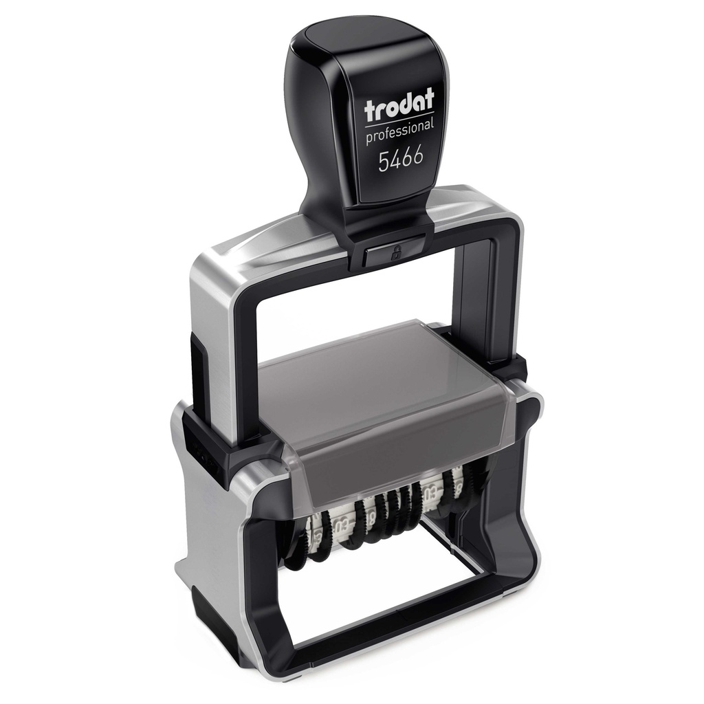 5466/PL trodat® Professional™ 4.0, double dateur (en chiffres) avec texte, encrage noir (3 + 2 lignes)
