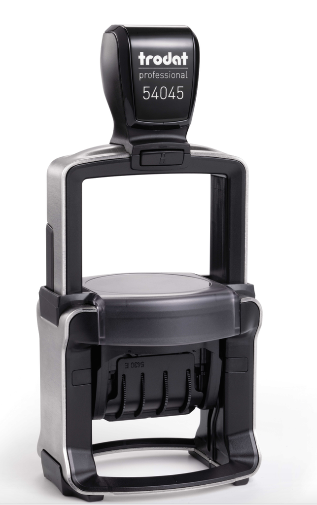 54045 trodat® Professional™ 4.0 dateur Français avec texte, encrage noir (date au milieu), empreinte possible en Ø 45 mm, 45x30 mm ou 40x30 mm (3 + 3 lignes)