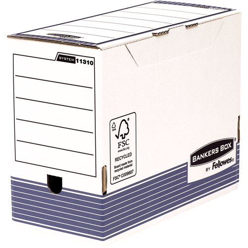 Bankers Box® System boite d’archives A4+ 150 mm blanc/bleu