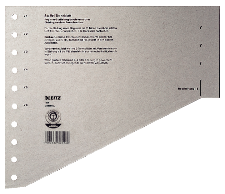 Intercalaires en carton gris 11 anneaux A4