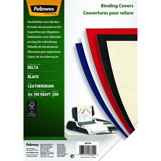 Fellowes couvertures grain cuir noir A4
