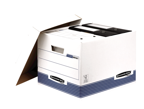 Bankers Box® System caisse standard pour archives blanc/bleu