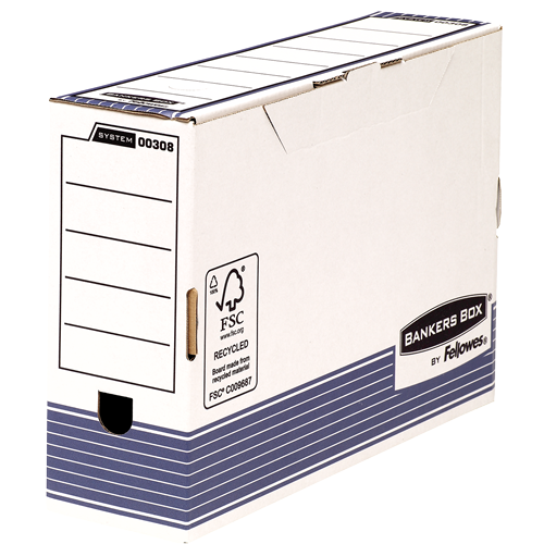 Bankers Box® System foolscap transfer file 100 mm white/blue