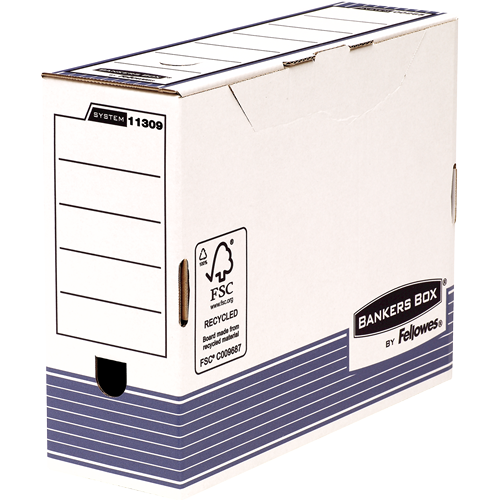 Bankers Box® System boites d’archives A4+ 100 mm blanc/bleu