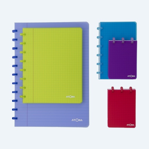 Atoma pocket book A7 squared 5 mm with rings on top